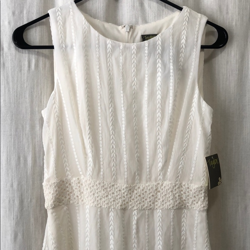 Taylor ivory eyelet detailed dress.